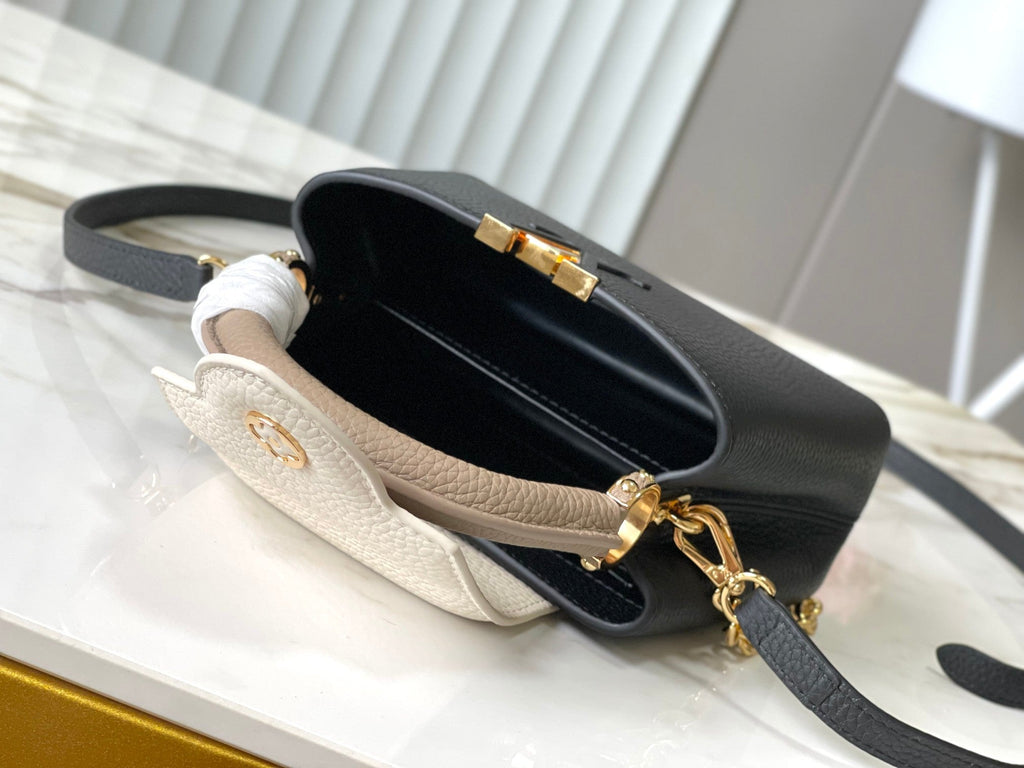 Louis Vuitton Capucines Mini 21 in Black Mix White Taurillon Gold Hardware Bag
