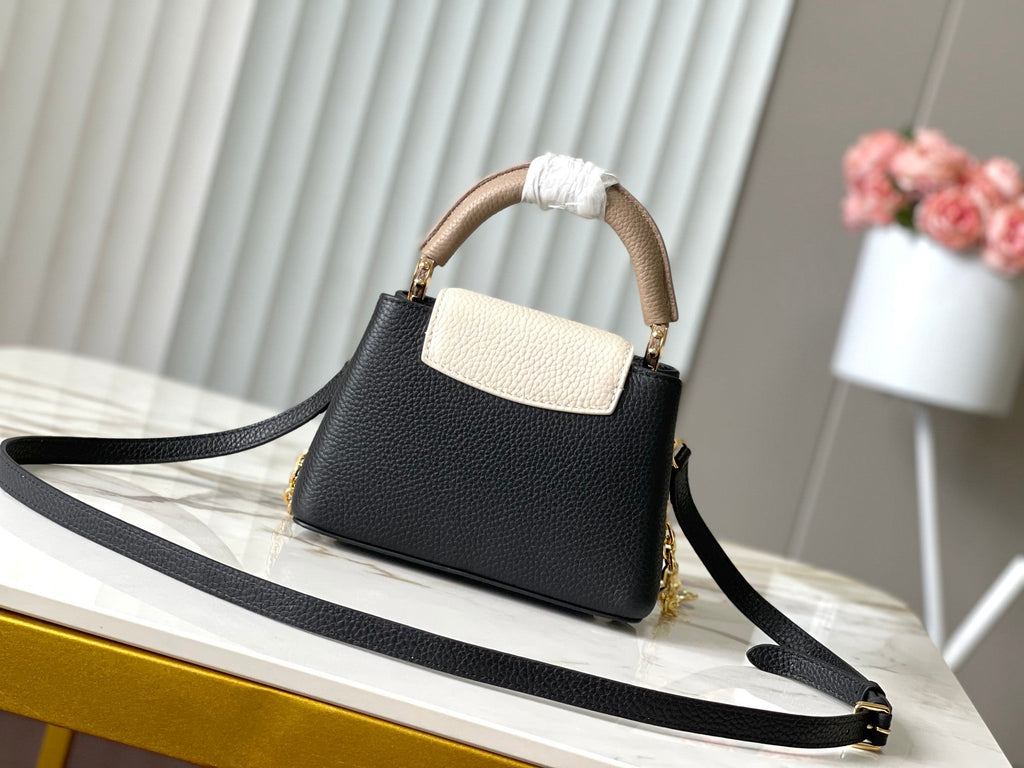 Louis Vuitton Capucines Mini 21 in Black Mix White Taurillon Gold Hardware Bag