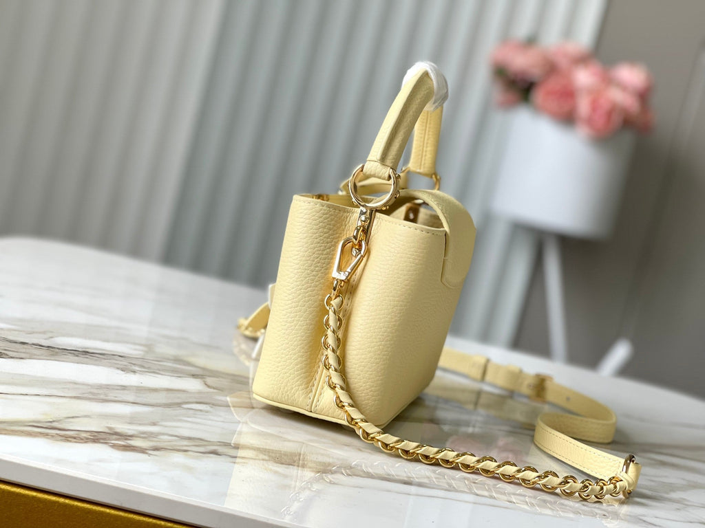 Louis Vuitton Capucines East-West Mini 22 in Banana Yellow Taurillon Gold Hardware Bag