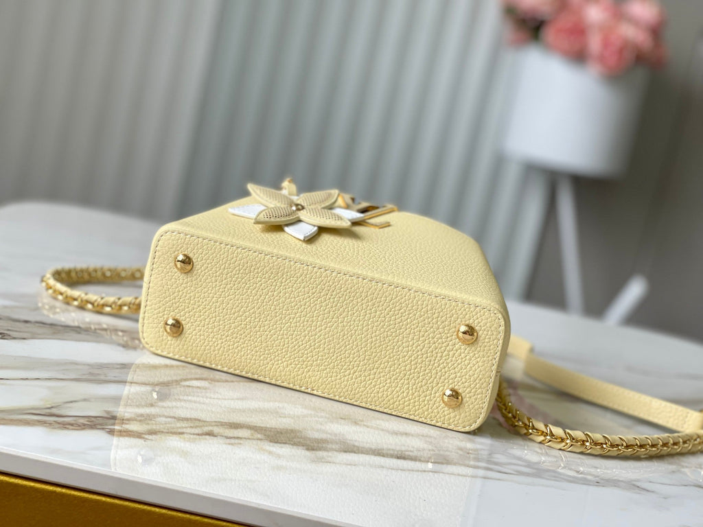 Louis Vuitton Capucines East-West Mini 22 in Banana Yellow Taurillon Gold Hardware Bag