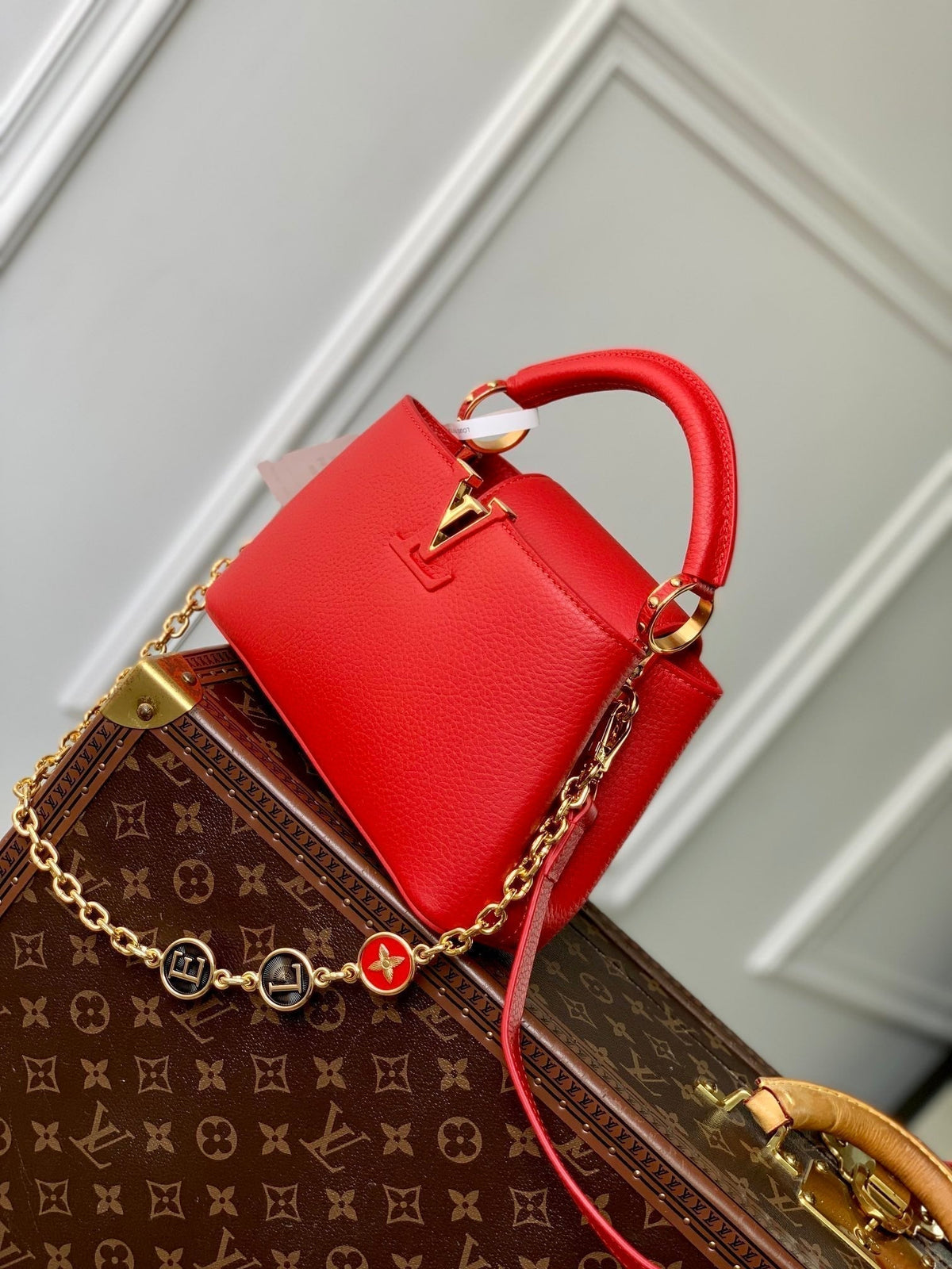 Louis Vuitton Capucines Mini 23 in Red Taurillon Gold Hardware Bag