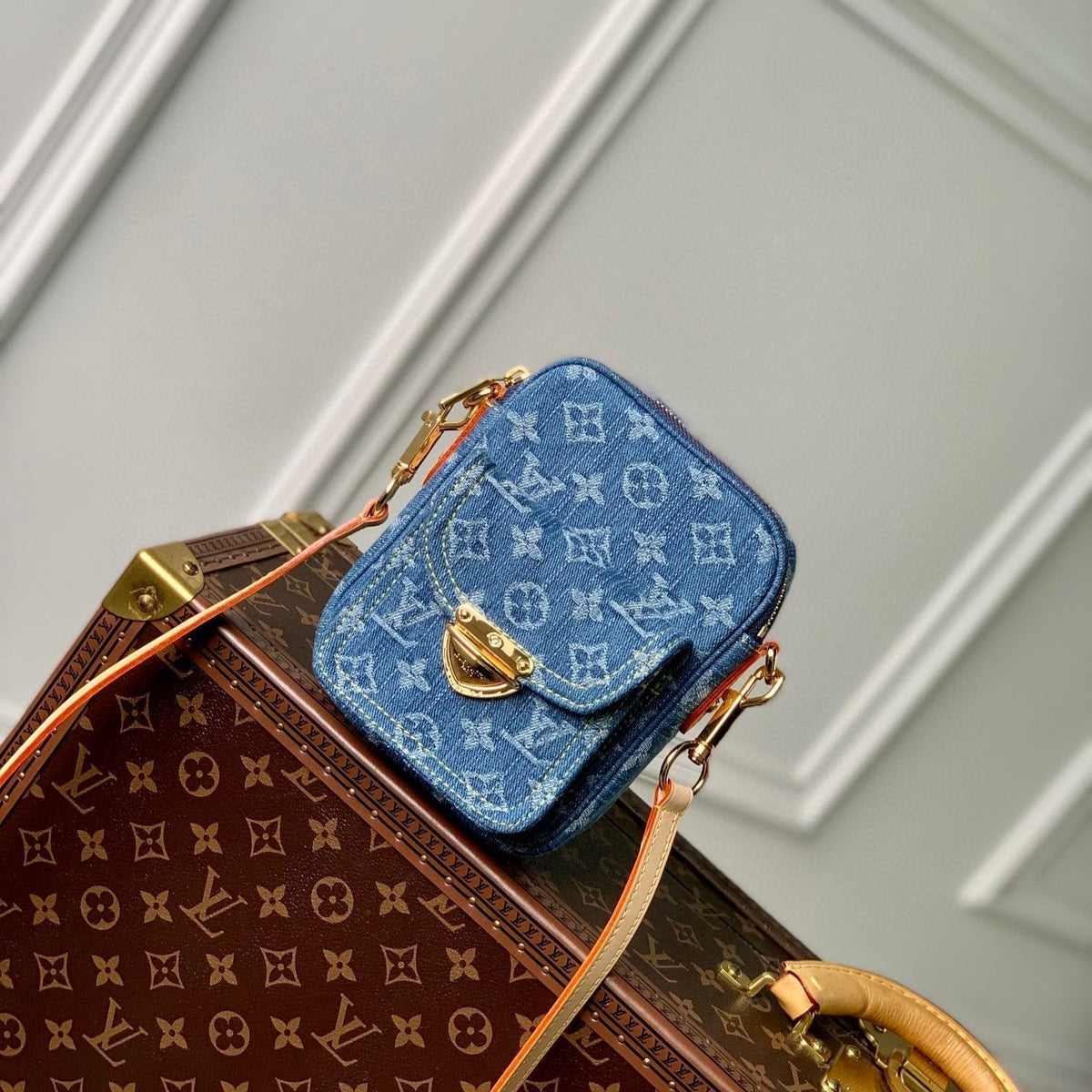 Louis Vuitton Fairfax Pochette 18 in Blue Monogram Denim Gold Hardware Bag