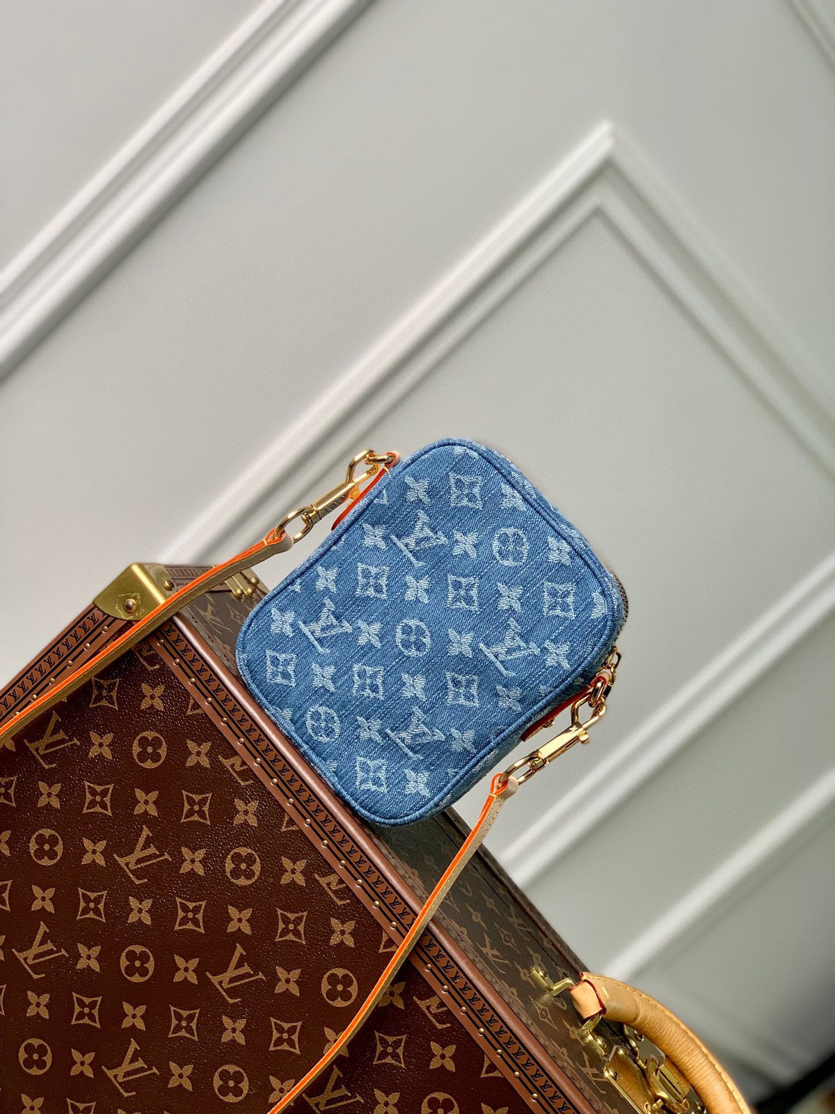 Louis Vuitton Fairfax Pochette 18 in Blue Monogram Denim Gold Hardware Bag