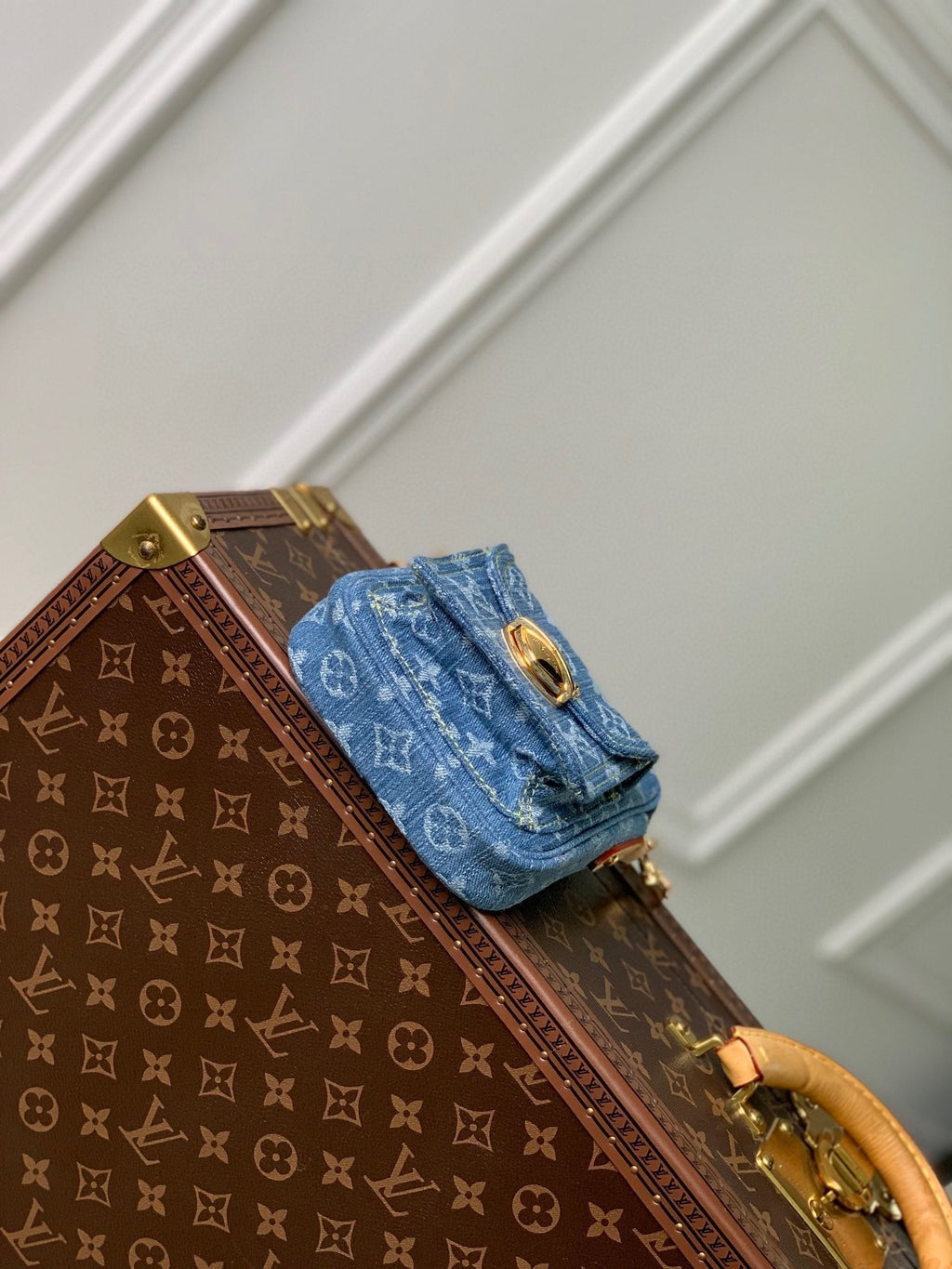 Louis Vuitton Fairfax Pochette 18 in Blue Monogram Denim Gold Hardware Bag