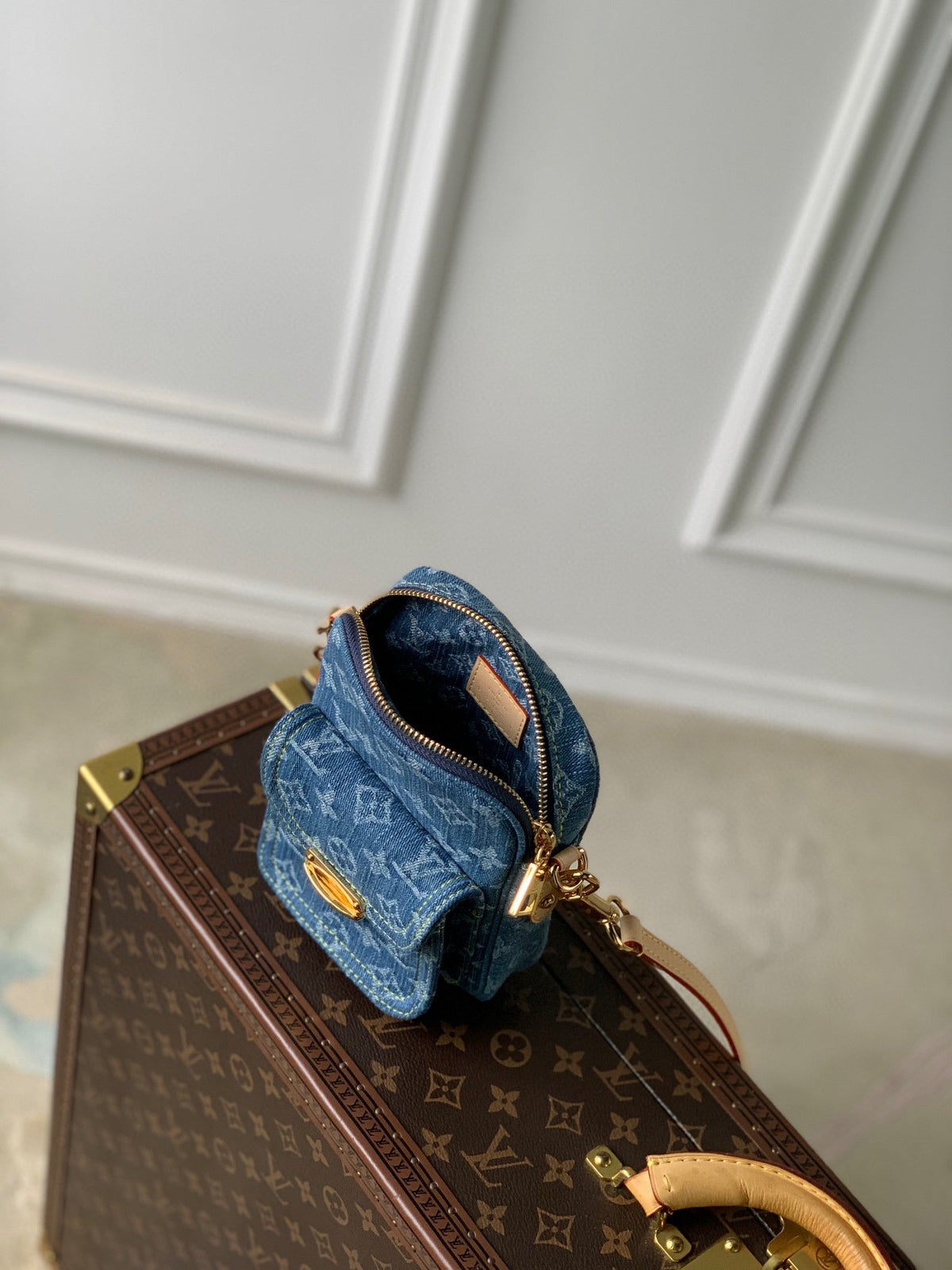Louis Vuitton Fairfax Pochette 18 in Blue Monogram Denim Gold Hardware Bag