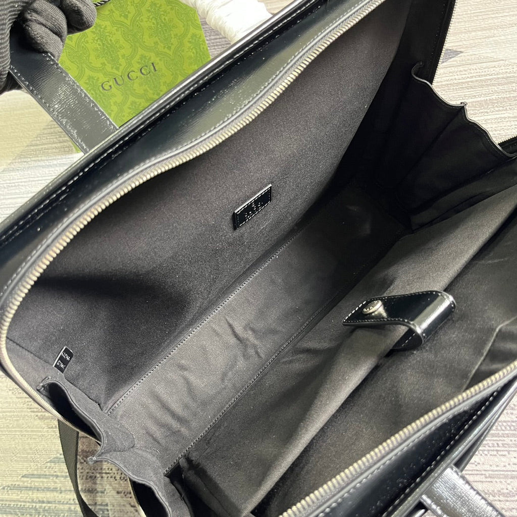 Gucci Briefcase 40 with Interlocking G Black Canvas Bag