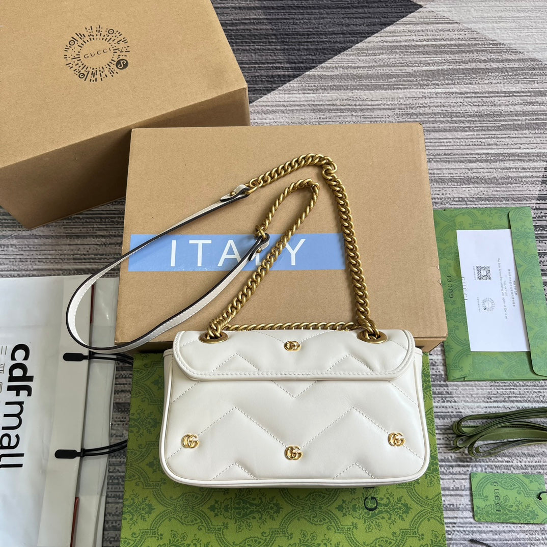 Gucci Marmont Small 22 Bag in White Lambskin