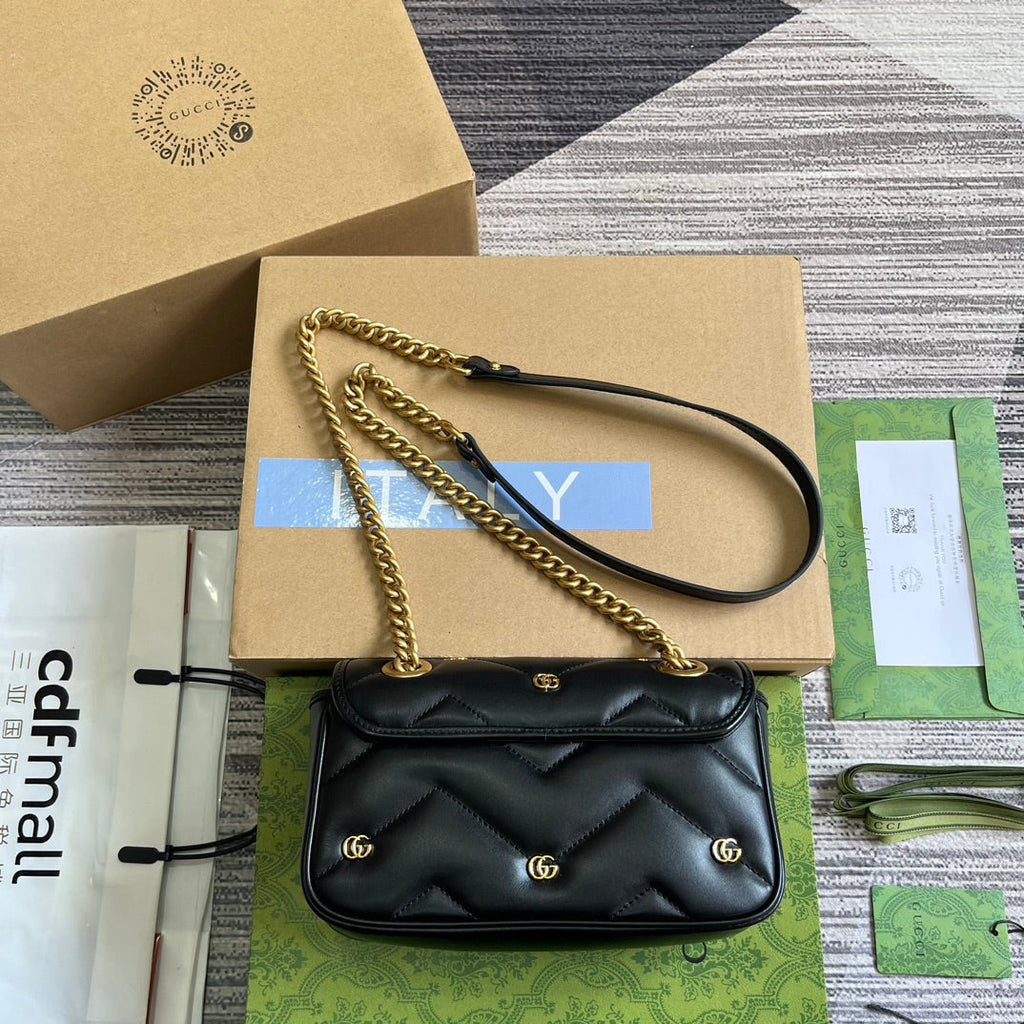 Gucci Marmont Small 22 Bag in Black Lambskin