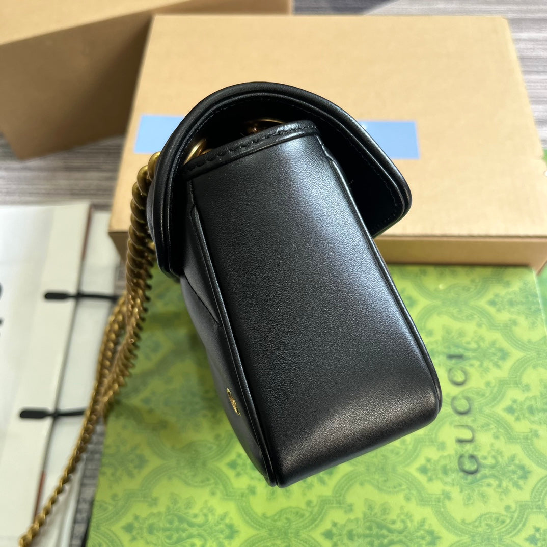 Gucci Marmont Small 22 Bag in Black Lambskin