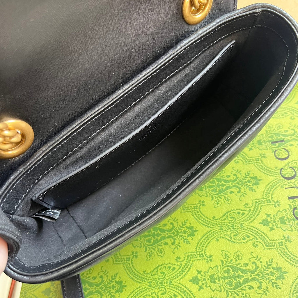 Gucci Marmont Small 22 Bag in Black Lambskin
