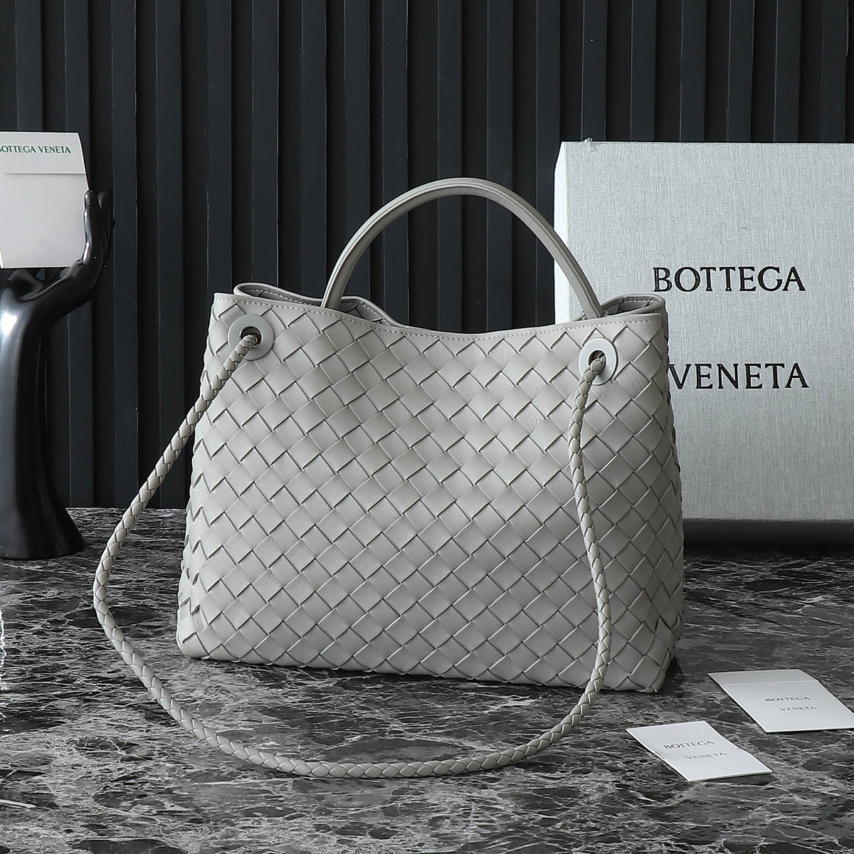 Bottega Veneta Medium Andiamo 32cm Grey Lambskin Bag