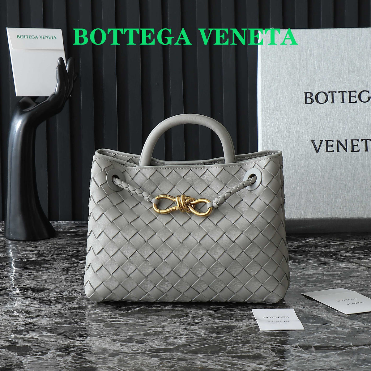 Bottega Veneta Small Andiamo 25cm Grey Lambskin Bag