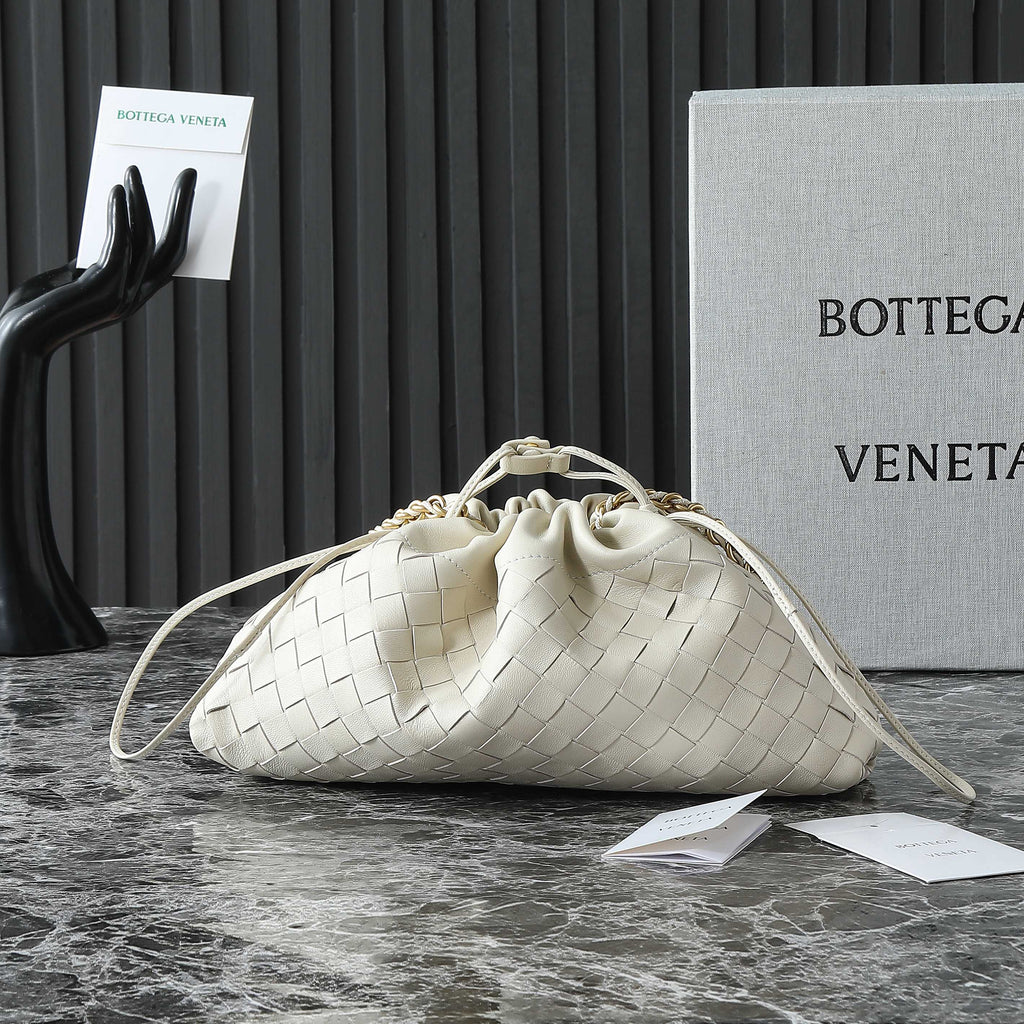 Bottega Veneta 25S Dustbag Notte 33 in Ivory Calfskin Gold Hardware Bag