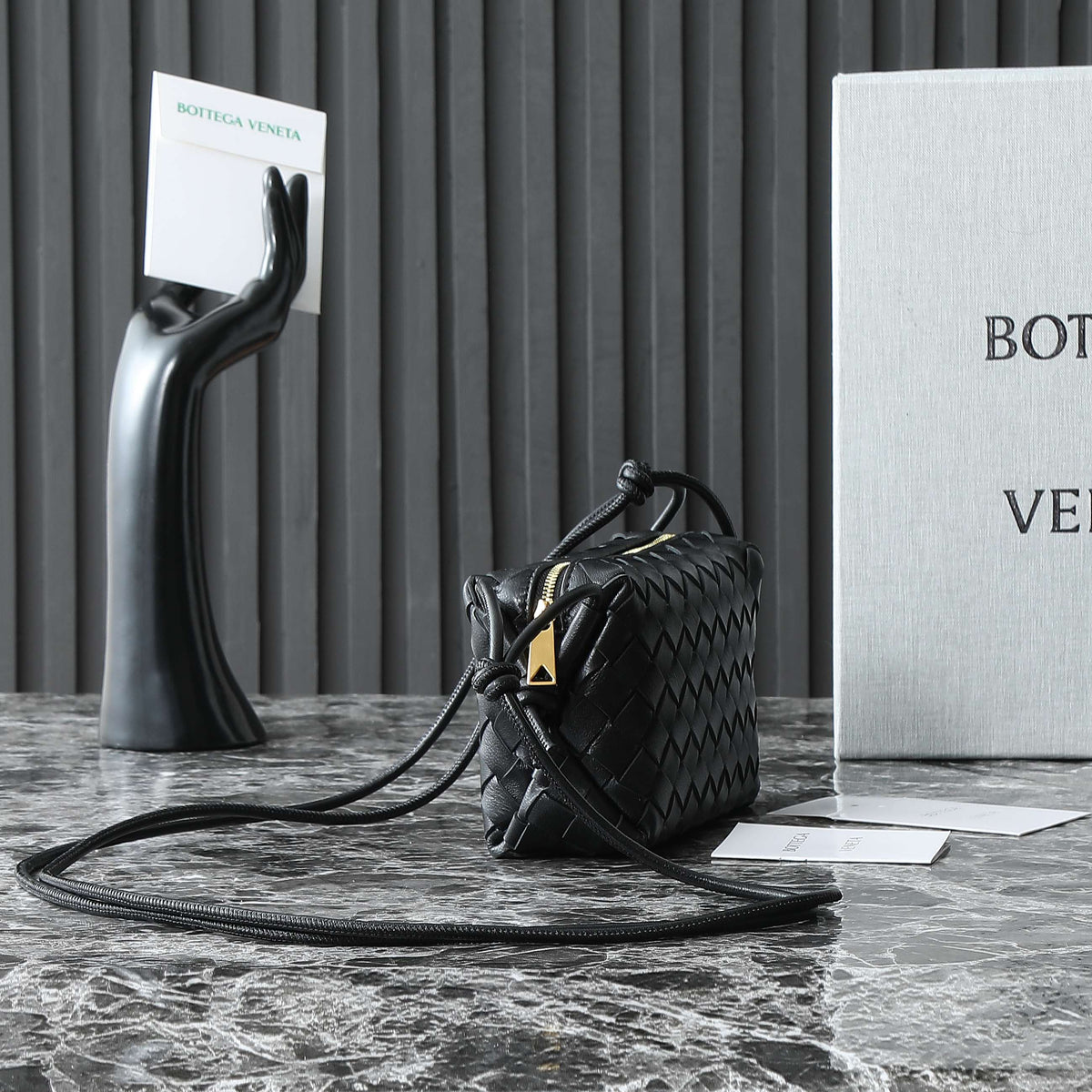 Bottega Veneta Bv Mini Loop 17cm Black Calfskin Bag