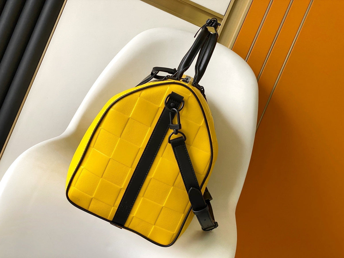 Louis Vuitton Keepall Bandoulière 50 in Yellow Damier Scuba Calfskin Bag