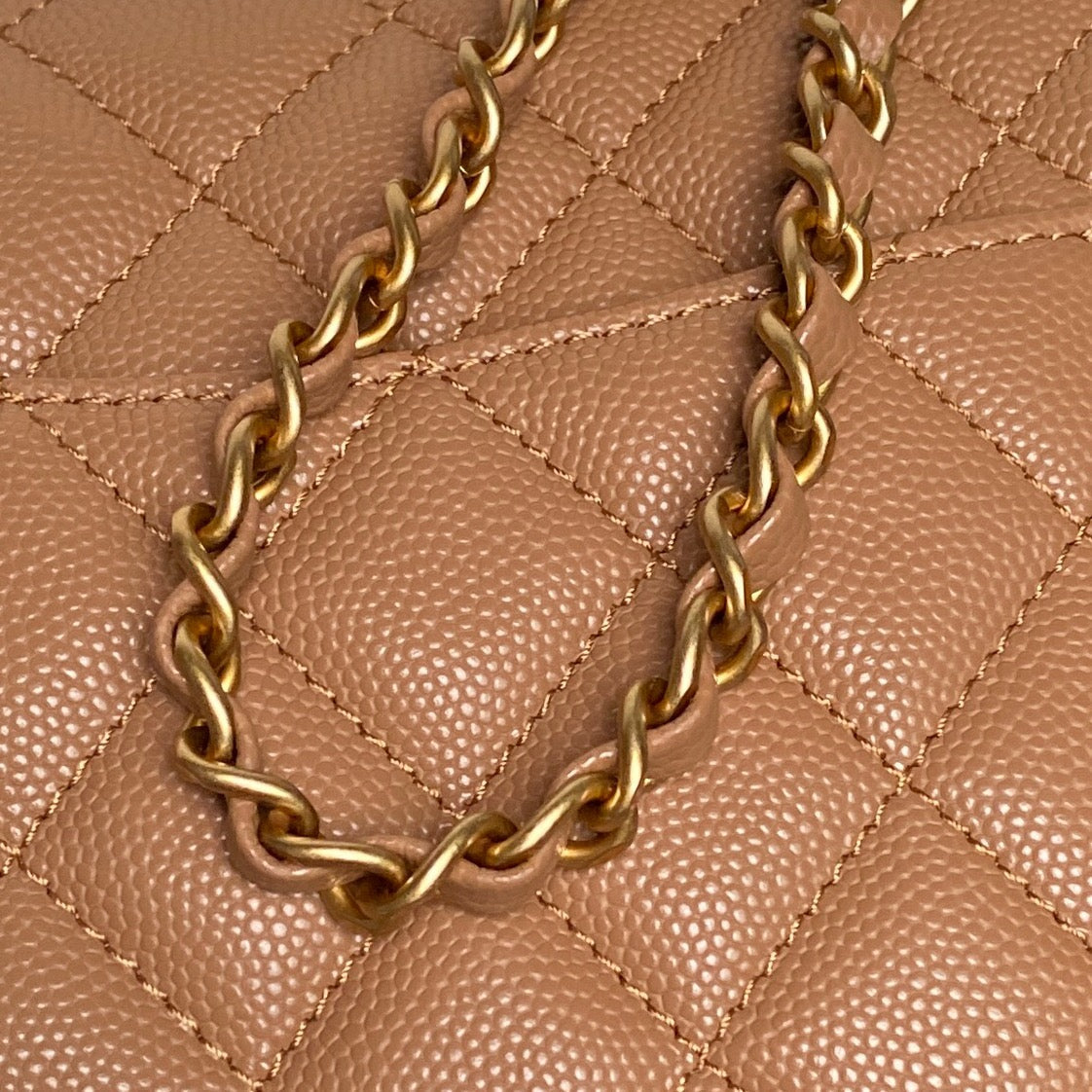 Chanel 25S Flap Bag 22 cm in Light Brown Caviar with Gold Hardware