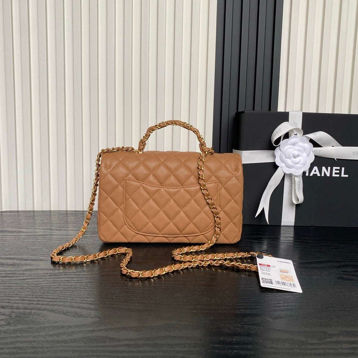 Chanel 25S Flap Bag 22 cm in Light Brown Caviar with Gold Hardware