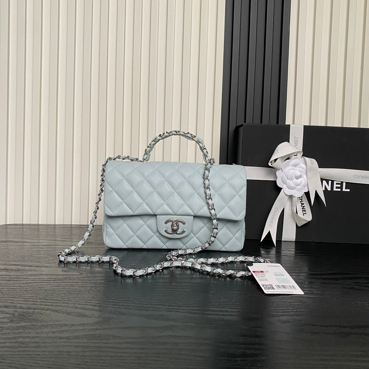 Chanel 25S Flap Bag 22 in Slate Blue Calfskin Silver Hardware
