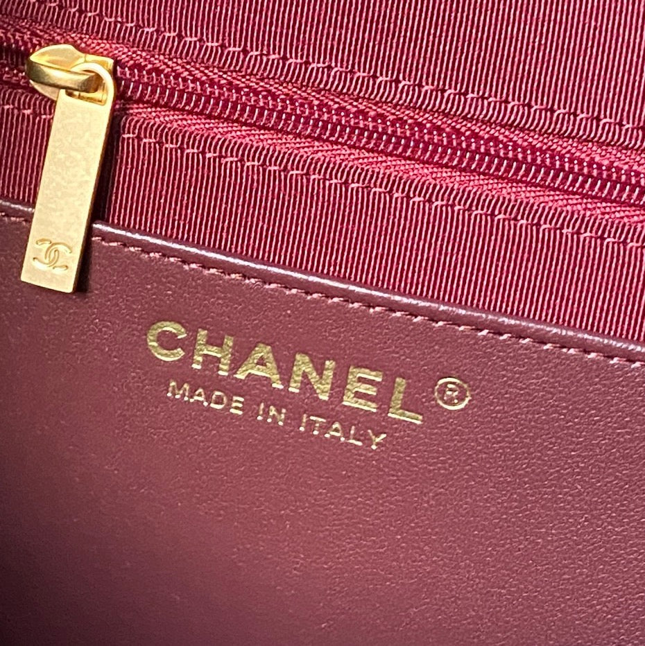 Chanel 25S Hobo Bag 31 in Dark Red Suede with Gold Hardware