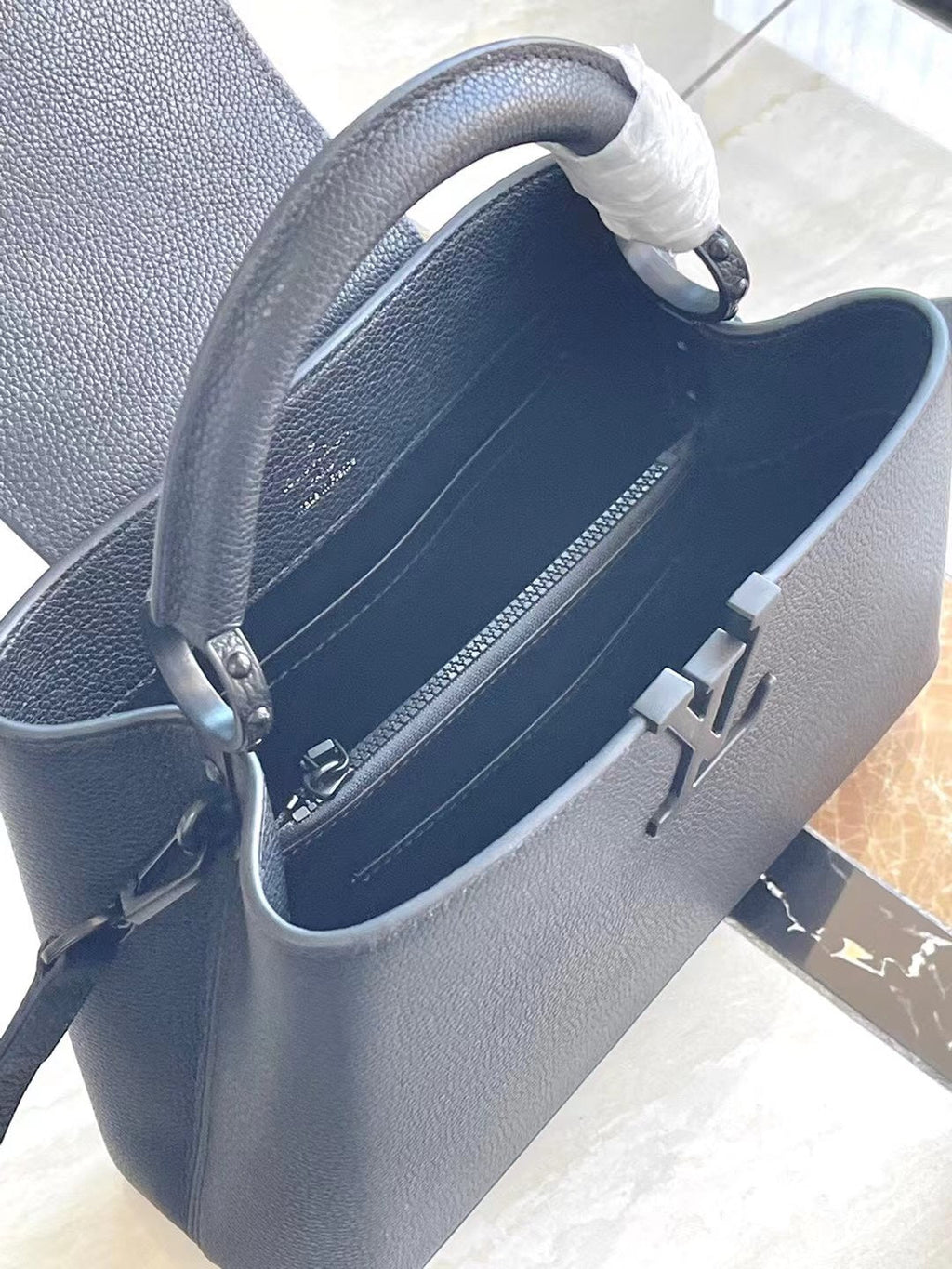 Louis Vuitton Capucines East-West 27 in Black Taurillon Bag
