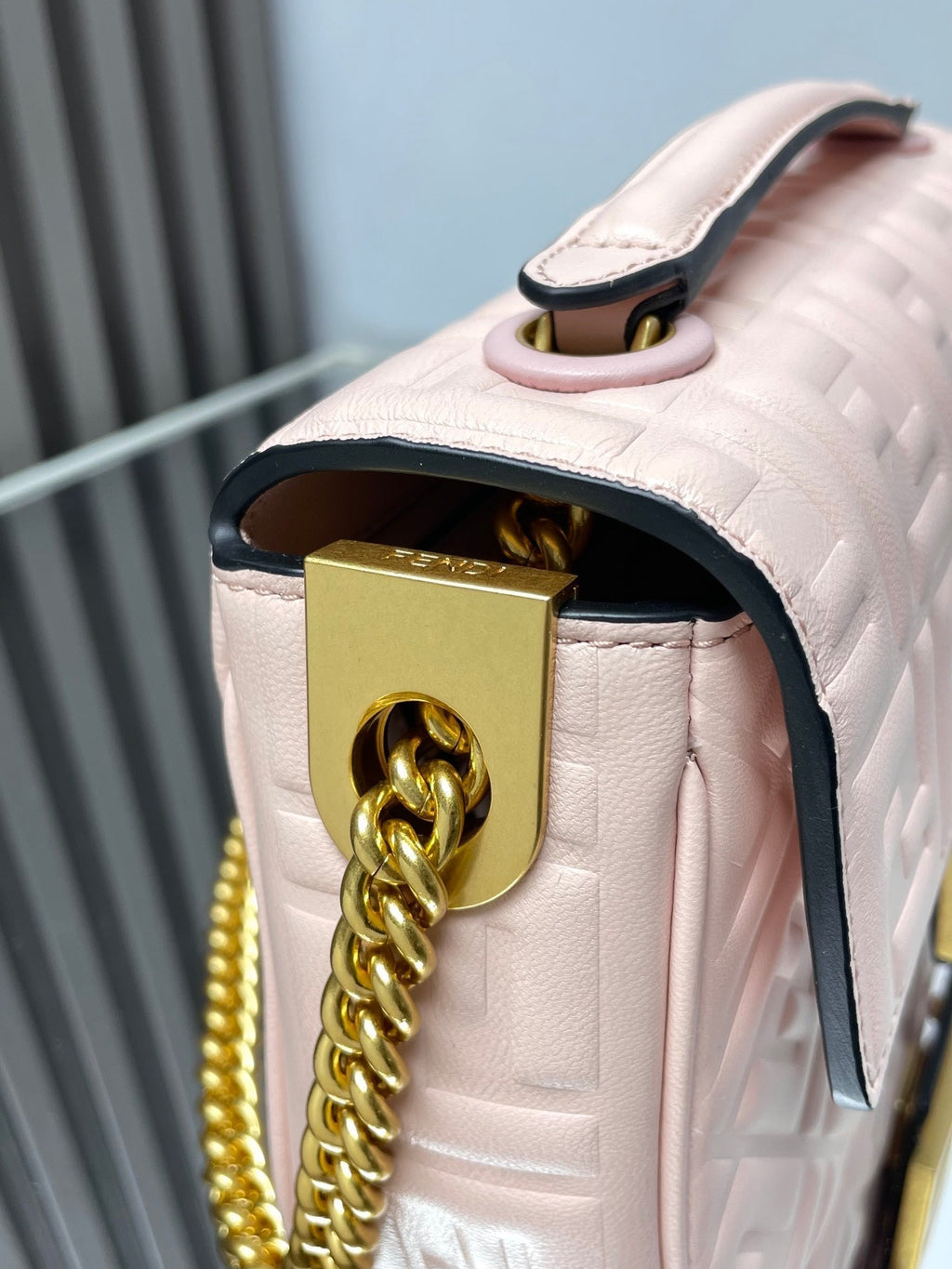 Fend Baguette 24 Bag with Ff Motif Pink Leather Ghw