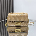 Fend Baguette 24 Bag with Ff Motif Beige Leather Ghw