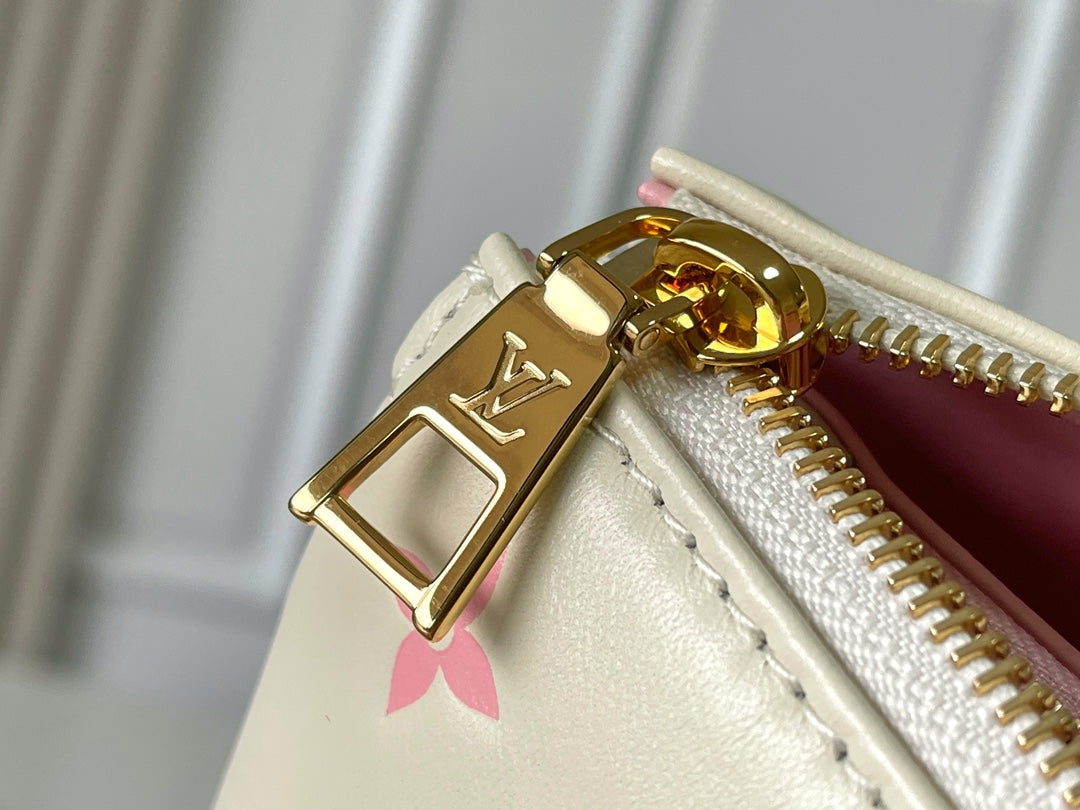 Louis Vuitton Coussin PM 26 in Cream Red Monogram Embossed Lambskin Gold Hardware Bag