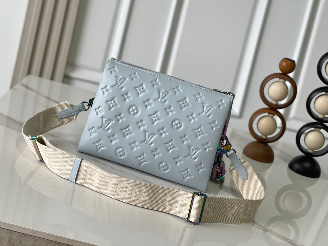 Louis Vuitton Coussin PM 26 in Gray Monogram Embossed Lambskin Bag