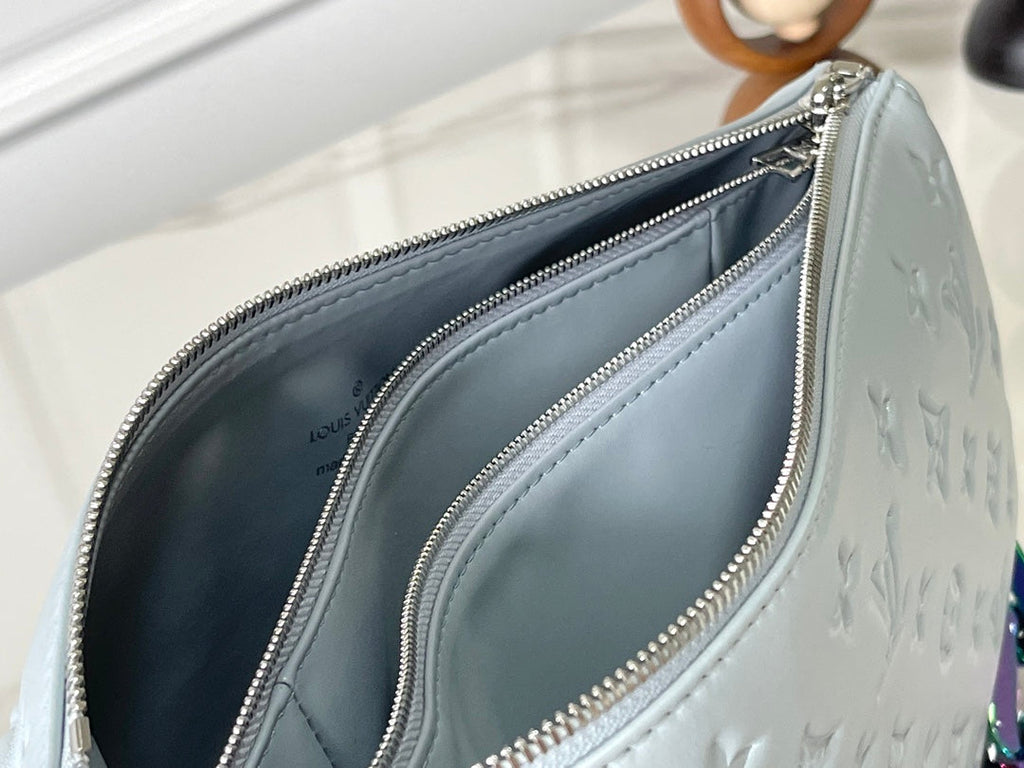 Louis Vuitton Coussin PM 26 in Gray Monogram Embossed Lambskin Bag