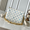 Louis Vuitton Coussin PM 26 in White Blue Monogram Embossed Lambskin Gold Hardware Bag