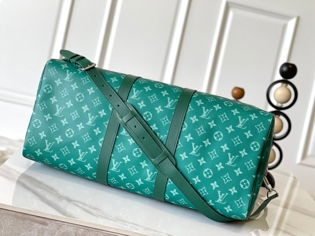 Louis Vuitton Keepall Bandoulière 50 in Green Monogram Heritage Canvas Bag