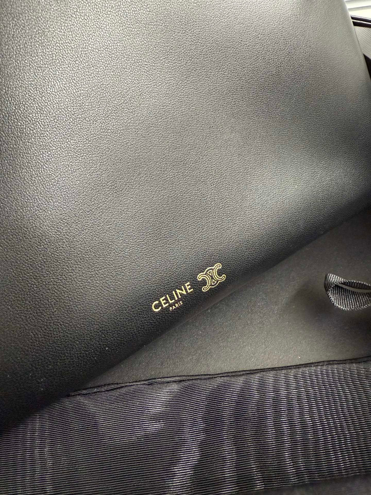 Celine 25S Trio Flap 22mm in Black Smooth Lambskin Gold Hardware Bag
