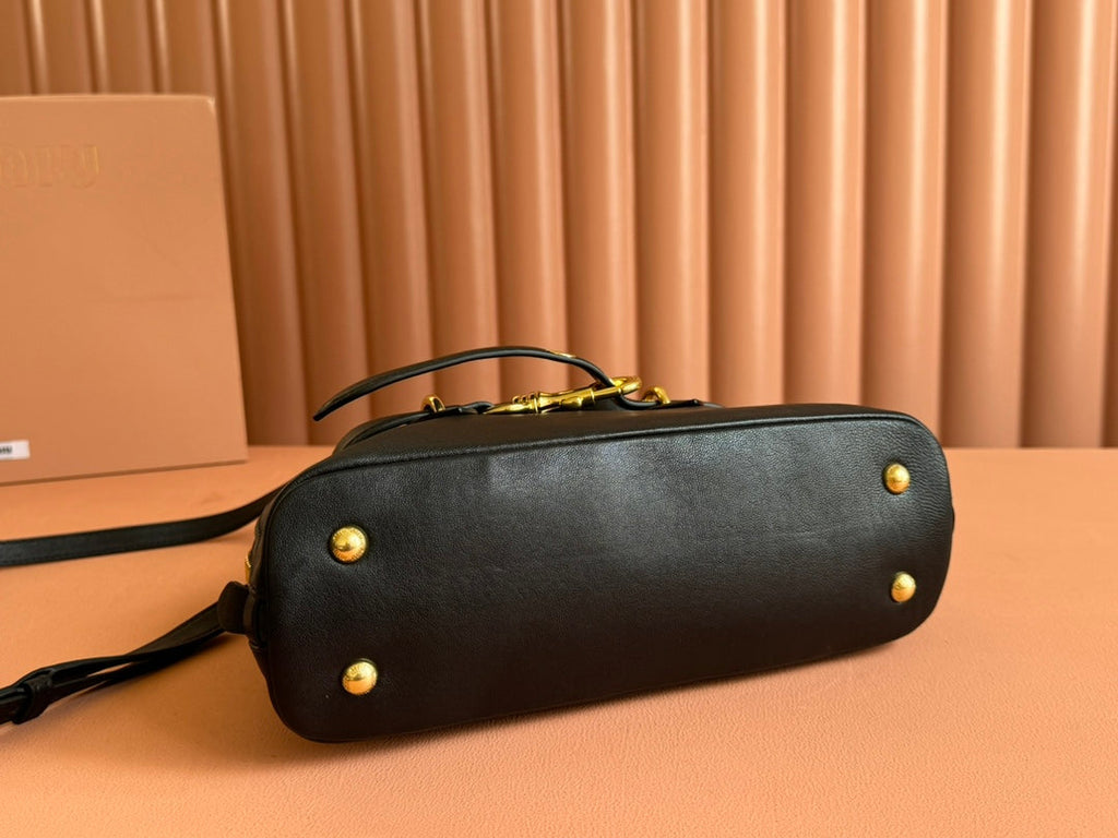 Aventure Nappa Bag 28 in Black Lambskin Gold Hardware
