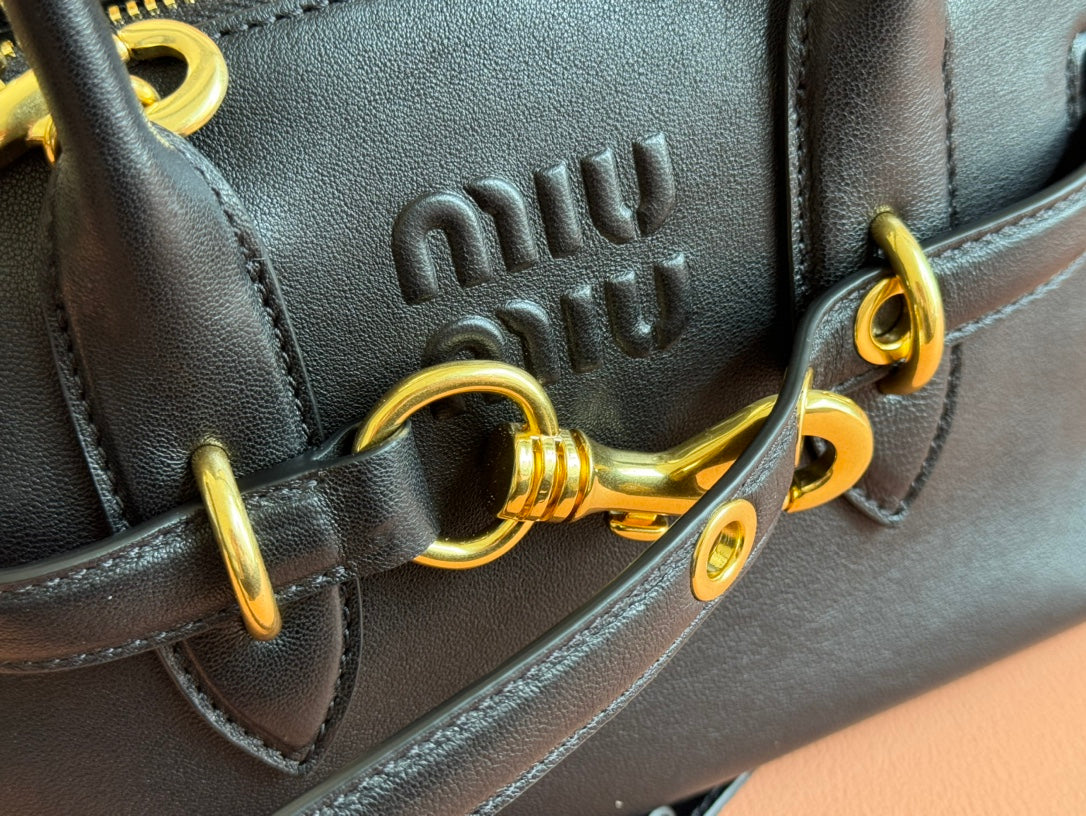 Aventure Nappa Bag 28 in Black Lambskin Gold Hardware