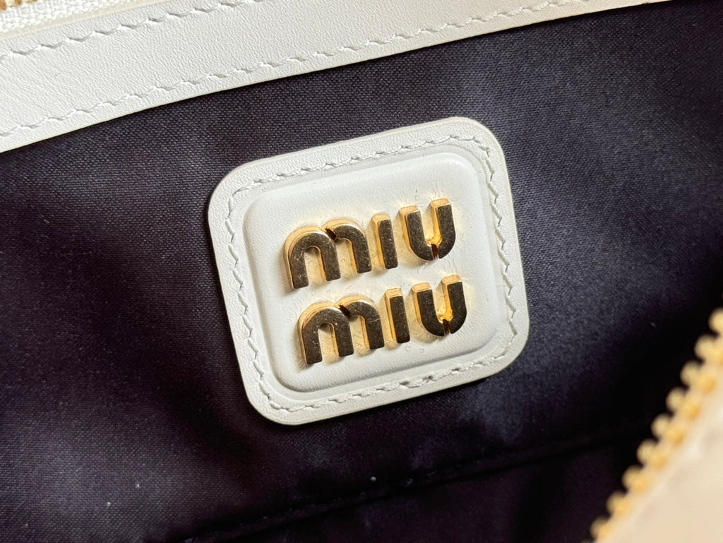 Arcadie Bag 22 in White Calfskin Embossed Logo