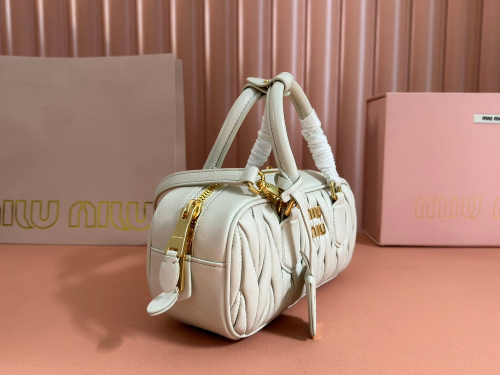 Bowling Bag 22 in White Lambskin