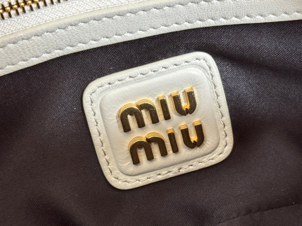 Bowling Bag 22 in White Lambskin