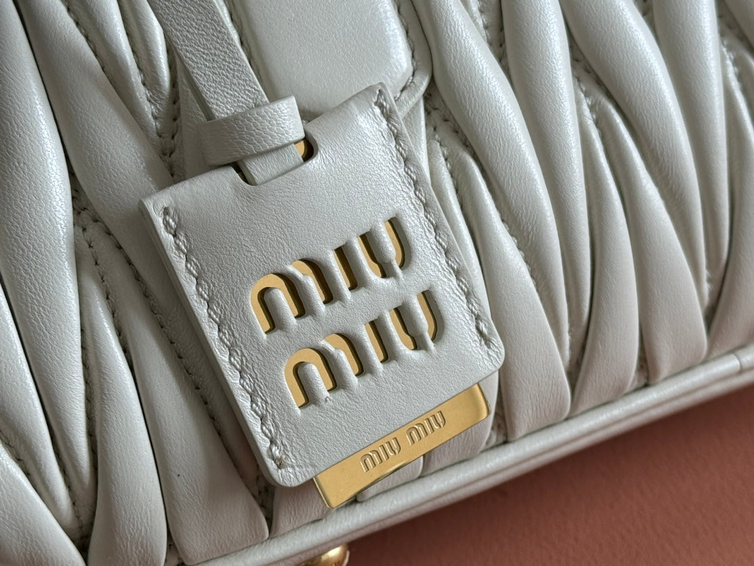 Arcadie Matelassé Bag 27 in White Calfskin Gold Hardware