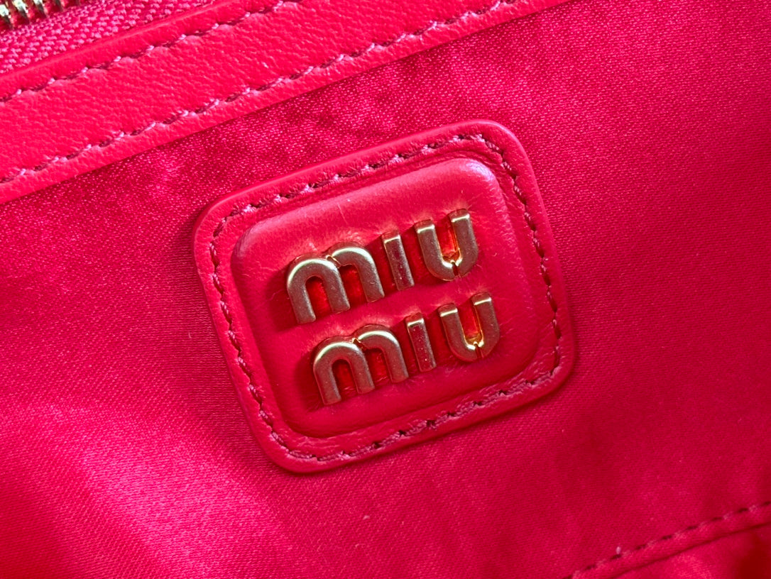 Arcadie Matelassé Bag 27 in Cerise Red Calfskin Gold Hardware