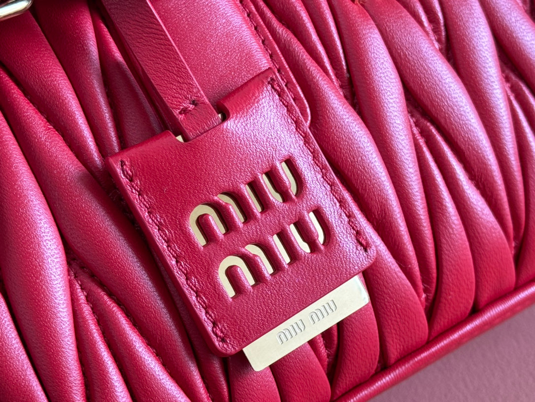 Arcadie Matelassé Bag 27 in Cerise Red Calfskin Gold Hardware