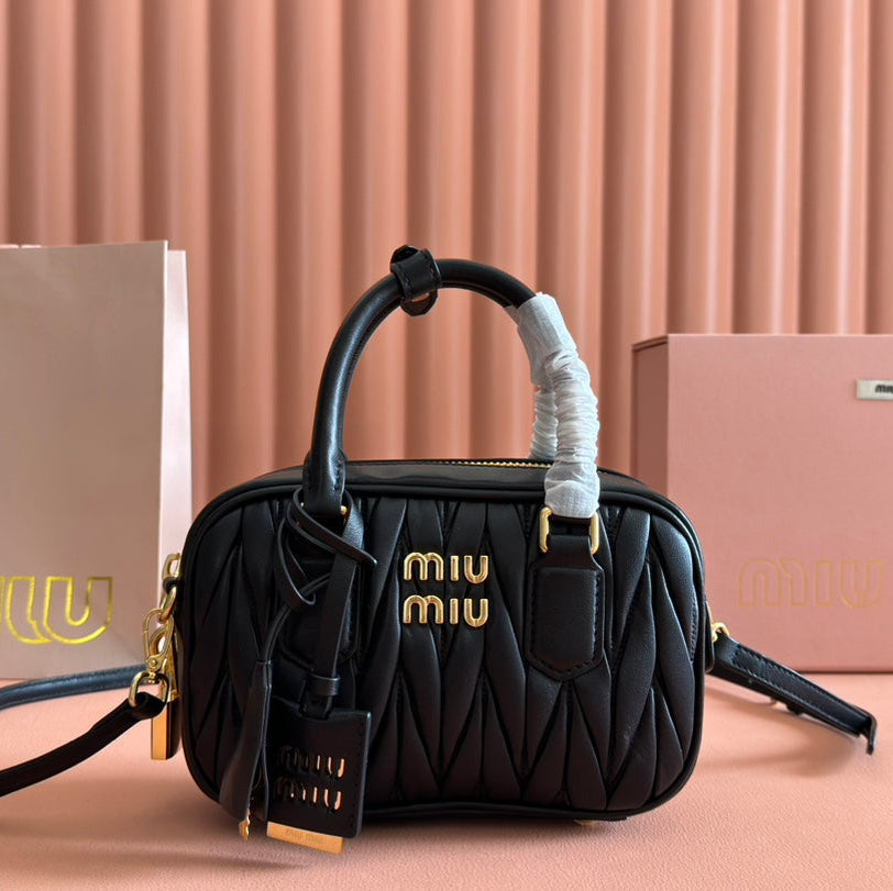 Arcadie Matelassé Bag 19 in Black Lambskin Gold Hardware