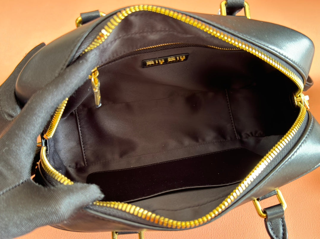 Arcadie Matelassé Bag 24 in Black Lambskin Gold Hardware