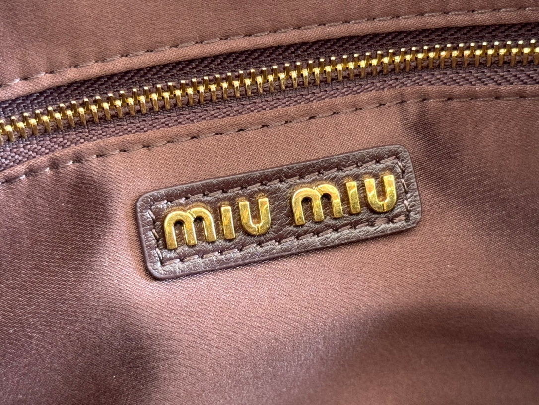 Arcadie Matelassé Bag 24 in Chestnut Brown Lambskin Gold Hardware