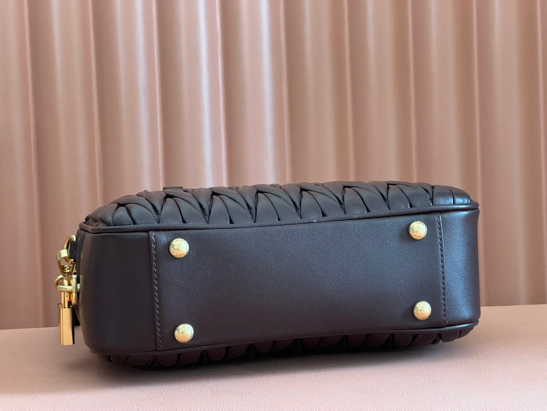 Arcadie Matelassé Bag 24 in Chestnut Brown Lambskin Gold Hardware