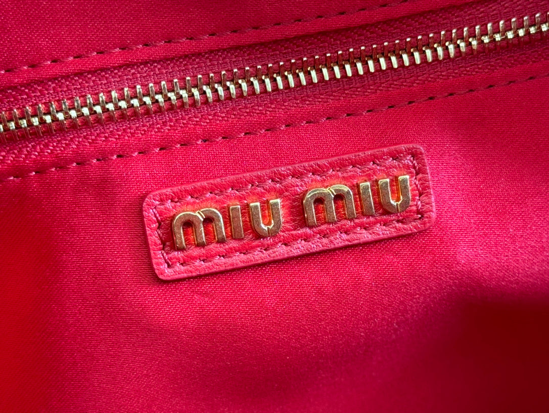 Arcadie Matelassé Bag 24 in Cerise Red Calfskin Gold Hardware