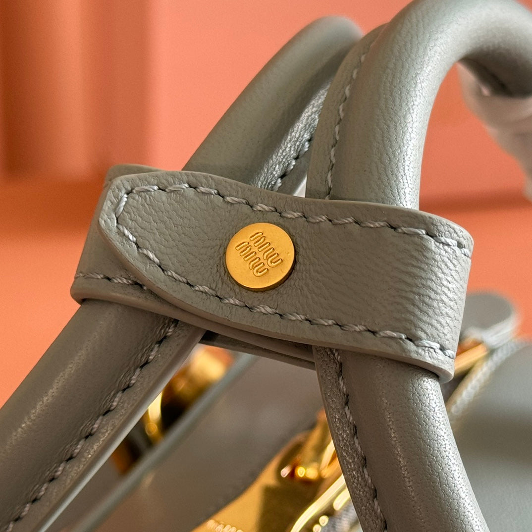 Arcadie Matelassé Bag 22 Olive Gray in Calfskin Gold Hardware