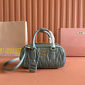Arcadie Matelassé Bag 22 Olive Gray in Calfskin Gold Hardware