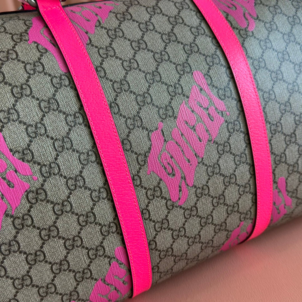 Gucci Chroma Large Duffle Bag 45 Pink in Monogram Canvas