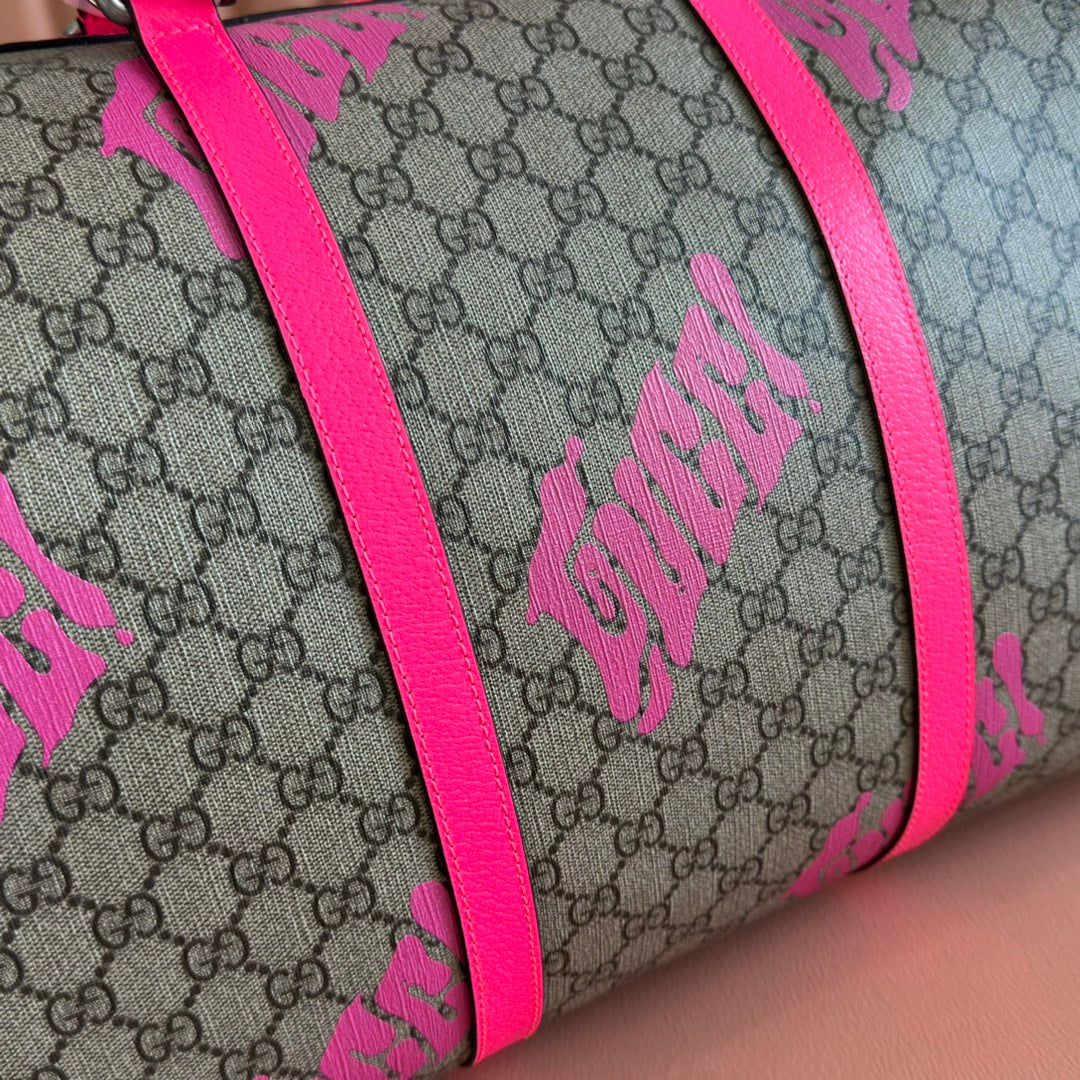 Gucci Chroma Large Duffle Bag 45 Pink in Monogram Canvas