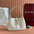 Gucci Jackie Small Shoulder Bag 27 in White Calfskin Gold Hardware
